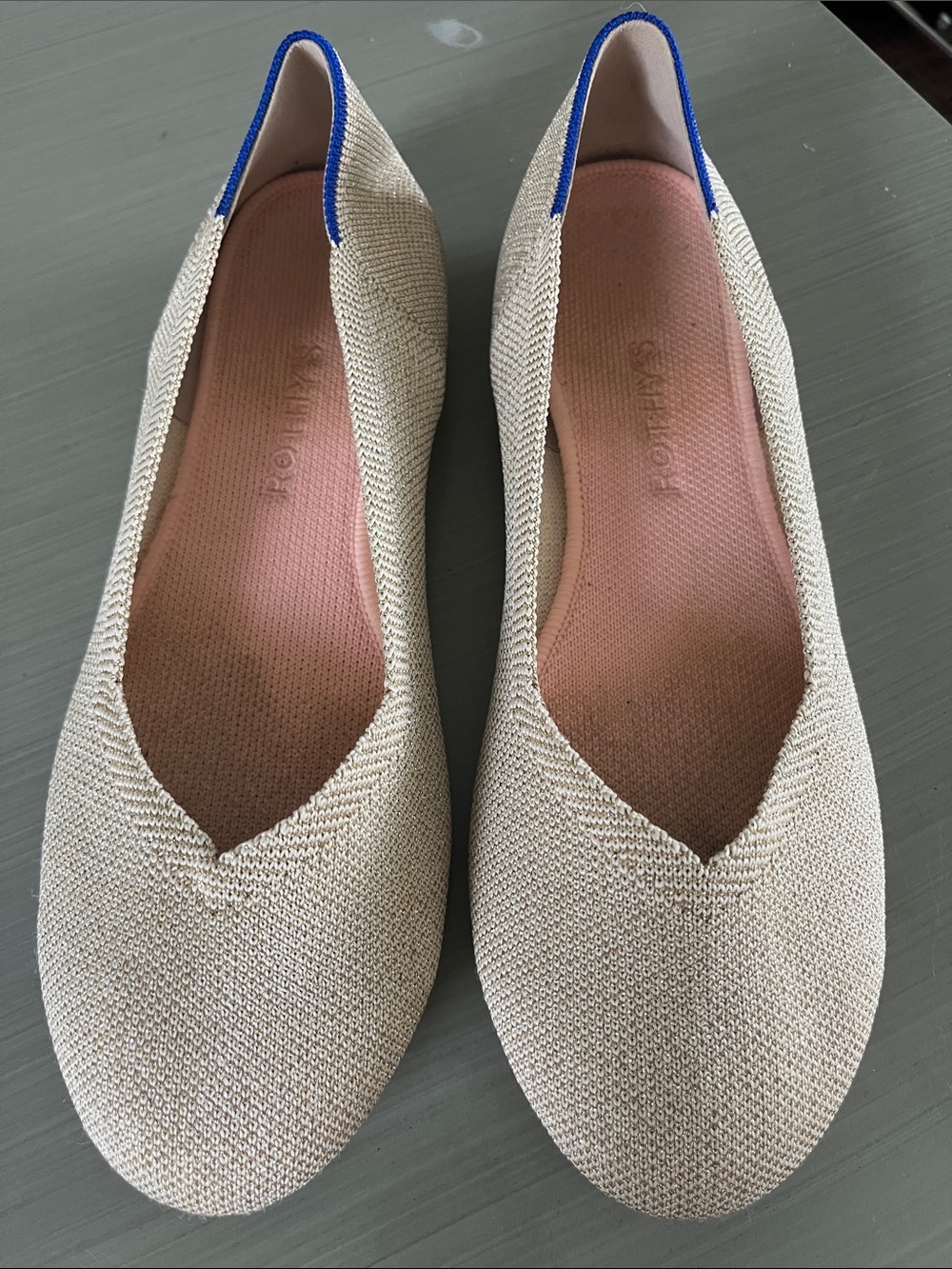 Rothy’s Gold Flecked Flats Sz 9